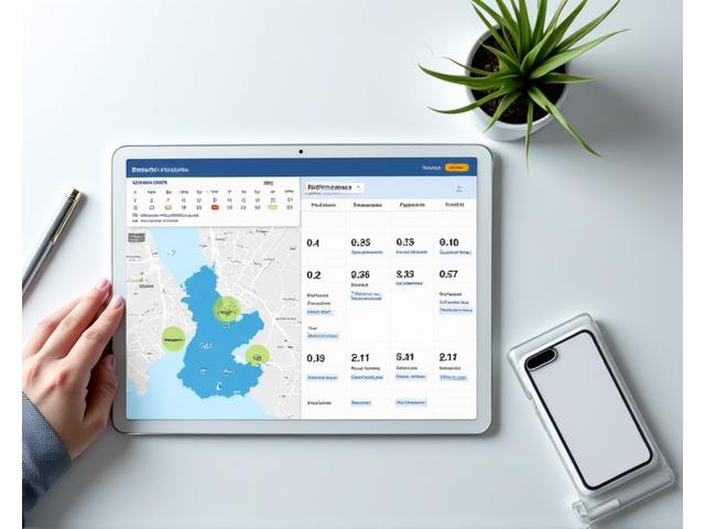 Digitaalinen kalenteri ja kartta, joka esittää Helsingin palvelualueita ja aikataulutusvaihtoehtoja.